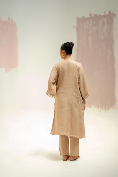 Aaram Choga Kurta with Pants-Camel
