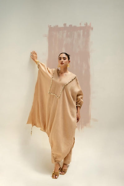 Moroccan Kaftan with Pants-Camel