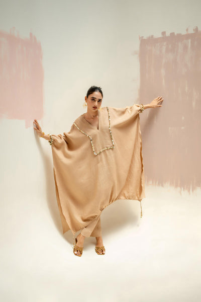 Moroccan Kaftan with Pants-Camel