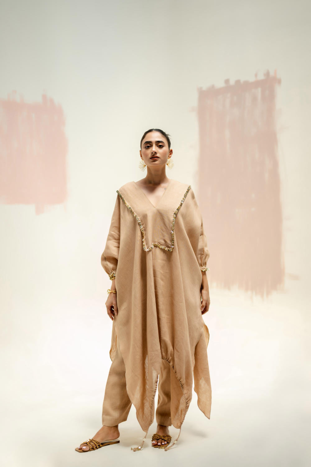 Moroccan Kaftan with Pants-Camel