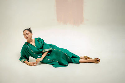 Aaram Choga Kurta with Pants-Green
