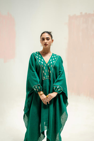 Moroccan Star Kaftan with Pants-Green