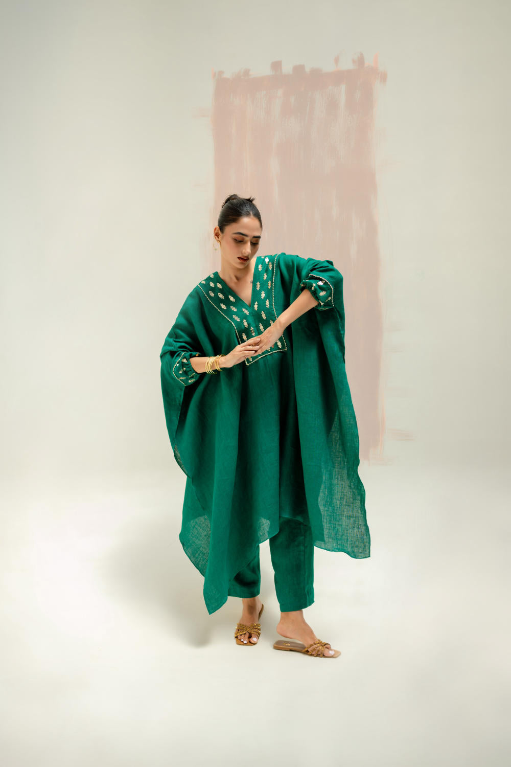 Moroccan Star Kaftan with Pants-Green