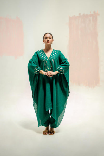 Moroccan Star Kaftan with Pants-Green