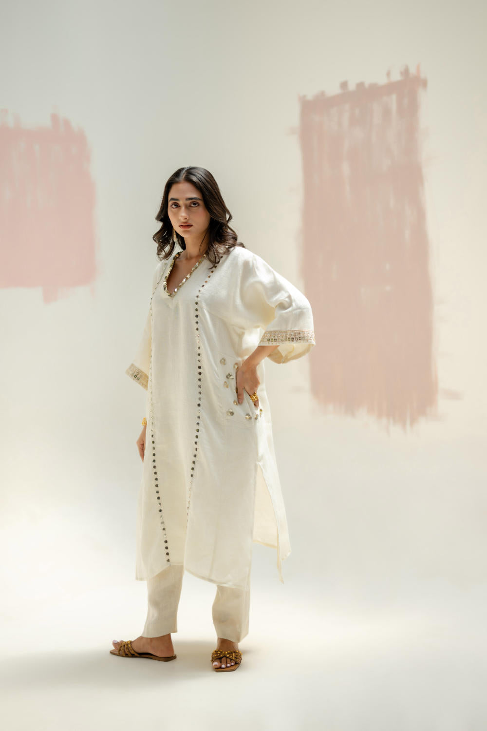 Aaram Choga Kurta with Pants-White