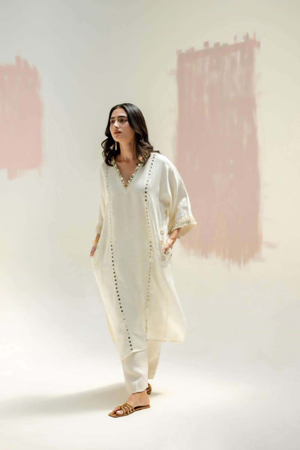 Aaram Choga Kurta with Pants-White