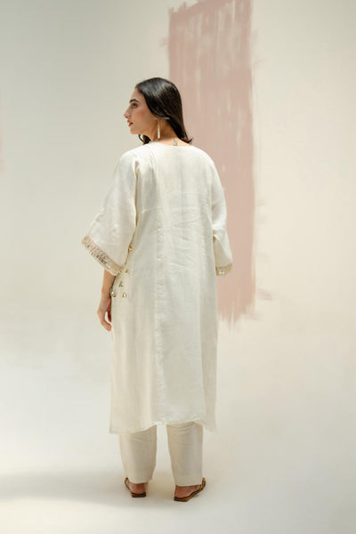 Aaram Choga Kurta with Pants-White