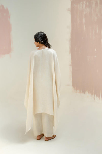 Preetie in Moroccan Kaftan with Pants-White