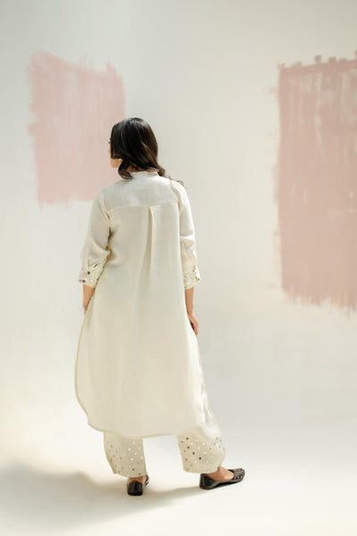 Mia Slim Kurta and Hand embroidered Pants-White