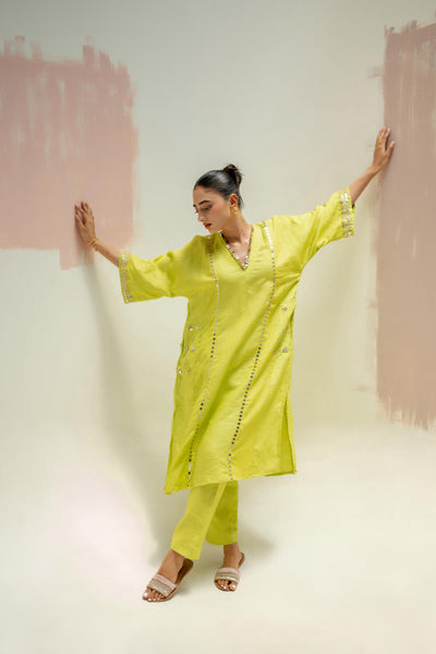 Aaram Choga Kurta with Pants-SUBLIME NEON
