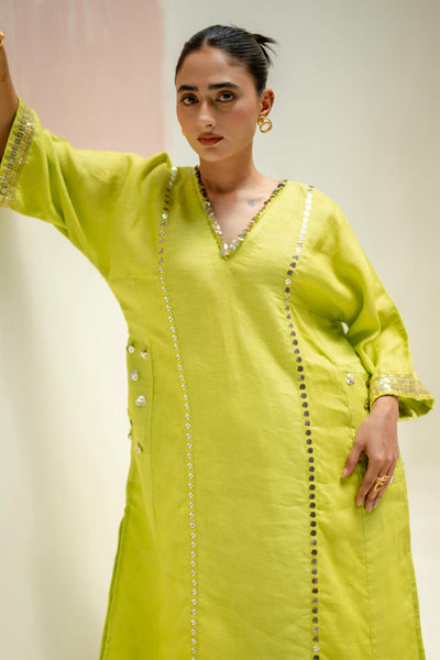 Aaram Choga Kurta with Pants-SUBLIME NEON