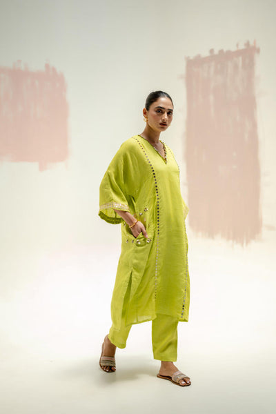 Aaram Choga Kurta with Pants-SUBLIME NEON
