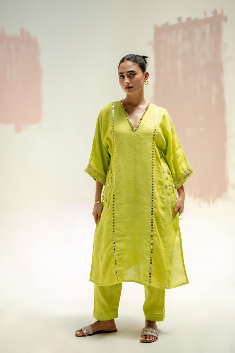 Aaram Choga Kurta with Pants-SUBLIME NEON