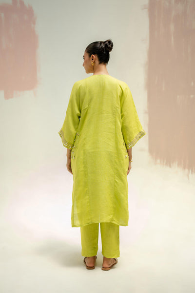 Aaram Choga Kurta with Pants-SUBLIME NEON