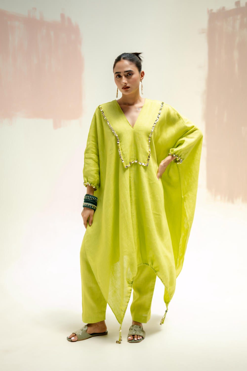Moroccan Kaftan with Pants-SUBLIME NEON