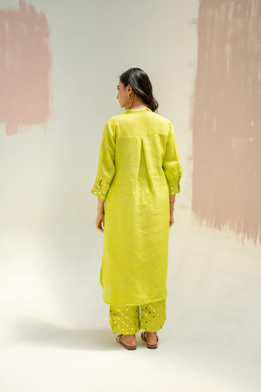 Mia Slim Kurta and Hand embroidered Pants-SUBLIME NEON