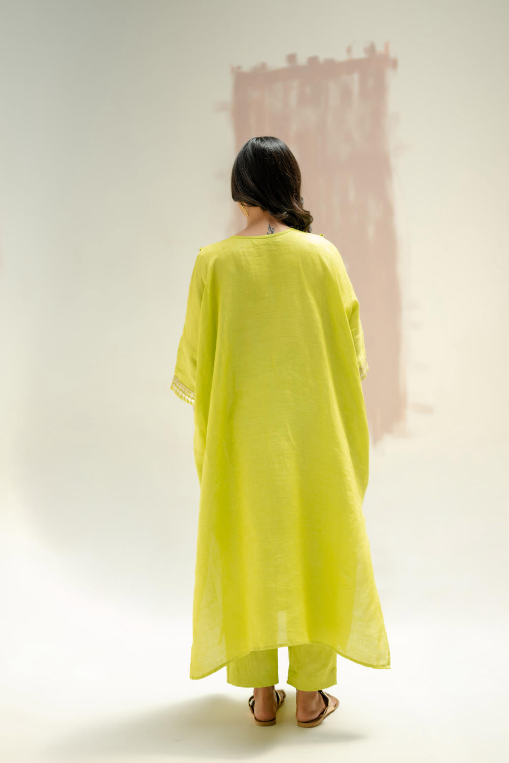 Longline Kaftan Kurta with Pants-SUBLIME NEON