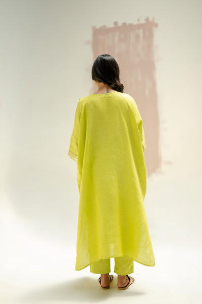 Longline Kaftan Kurta with Pants-SUBLIME NEON