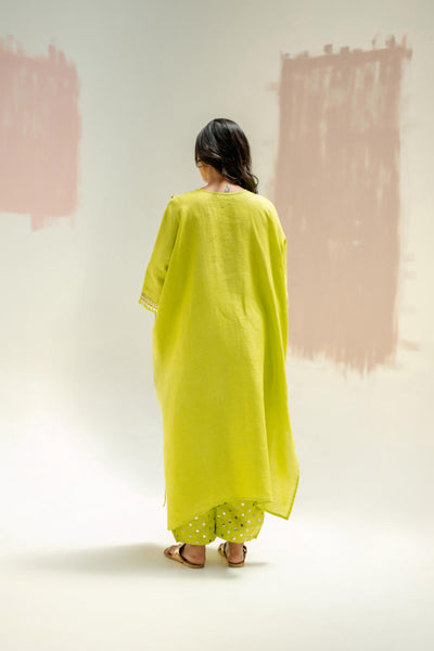 Longline Kaftan Kurta with Stylish Pants-SUBLIME NEON