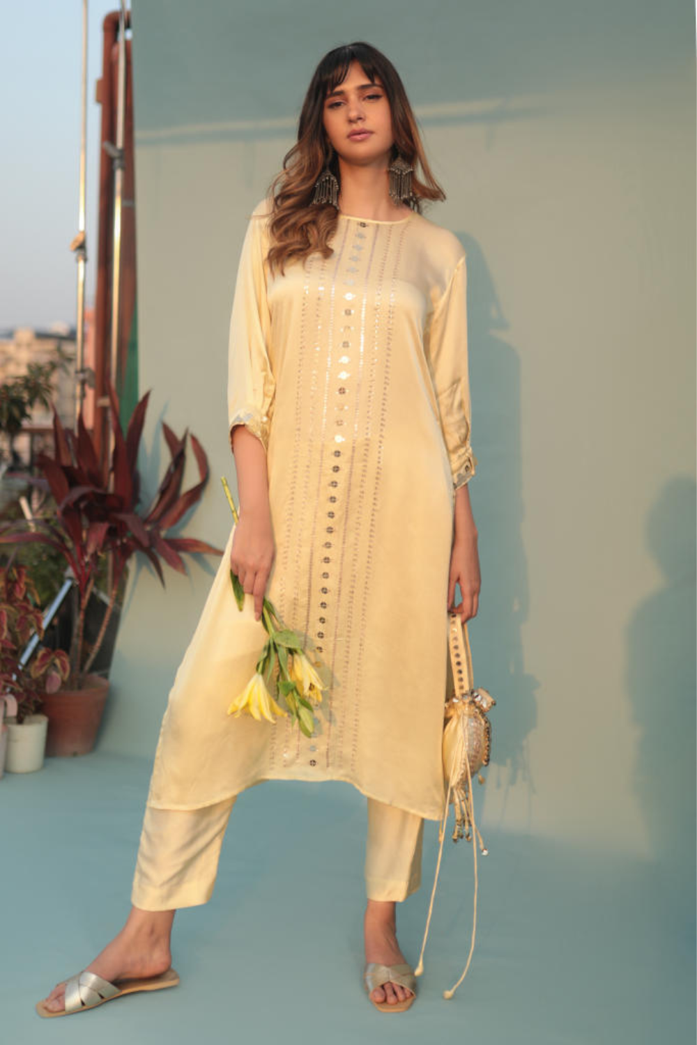 SabaYellow Kurta Set with Pant-SKLCLST-2