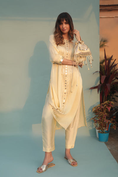 SabaYellow Kurta Set with Pant-SKLCLST-2