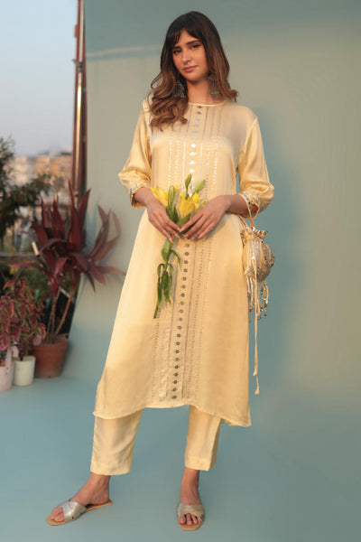 SabaYellow Kurta Set with Pant & Dupatta-SKLCLSTSC-2