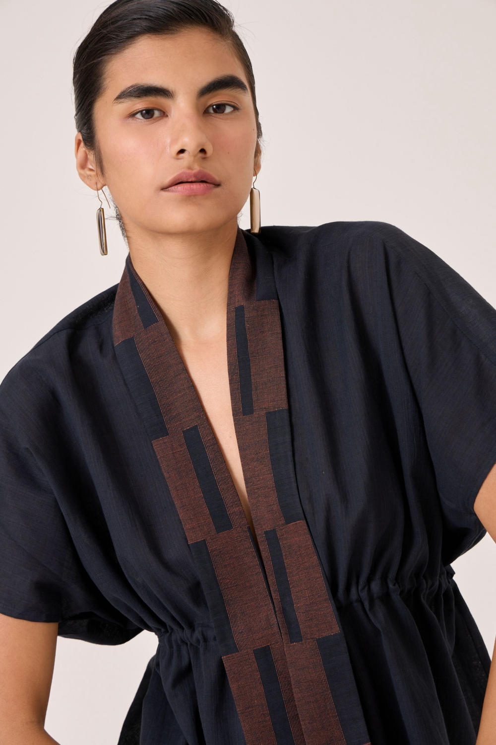Sajith Black Handwoven Tie Top