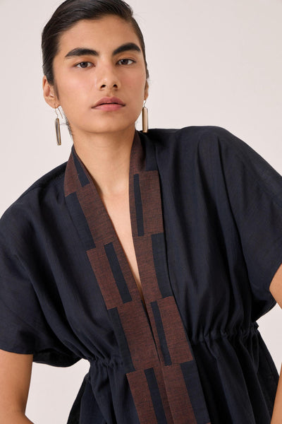 Sajith Black Handwoven Tie Top