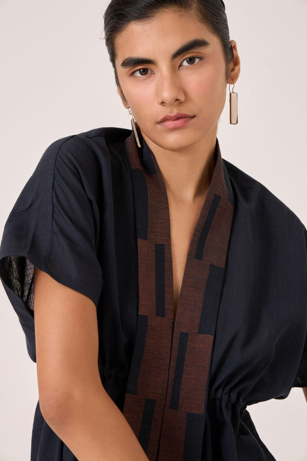 Sajith Black Handwoven Tie Top