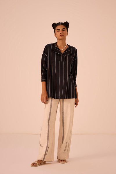 Samudra Black Striped Top