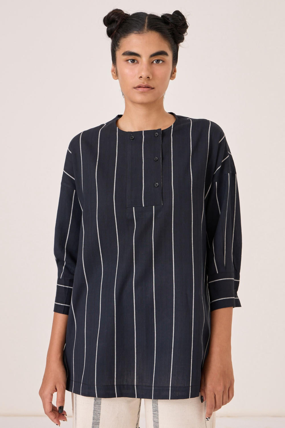 Samudra Black Striped Top