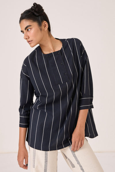 Samudra Black Striped Top