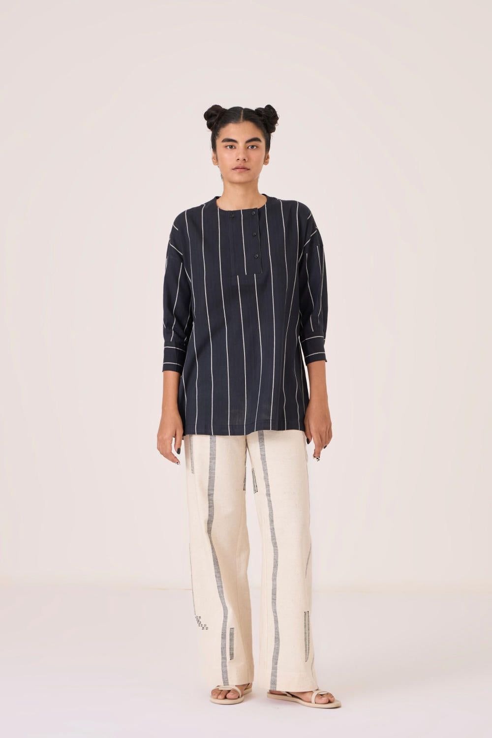 Samudra Black Striped Top