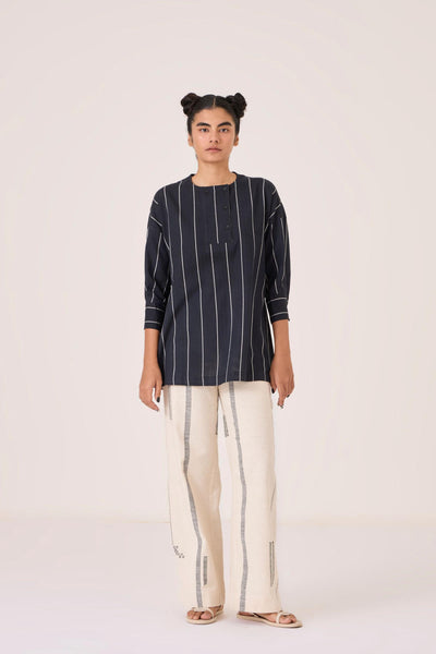 Samudra Black Striped Top