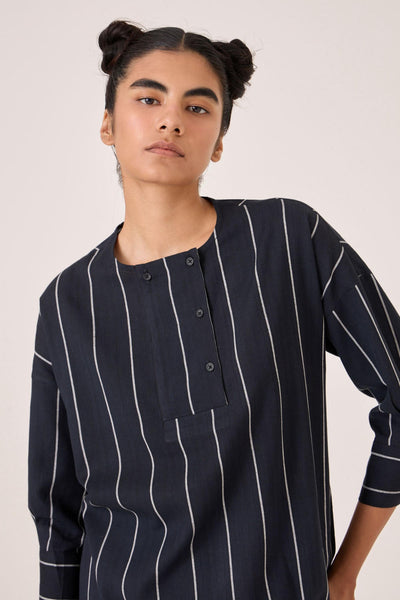 Samudra Black Striped Top