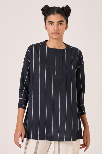 Samudra Black Striped Top