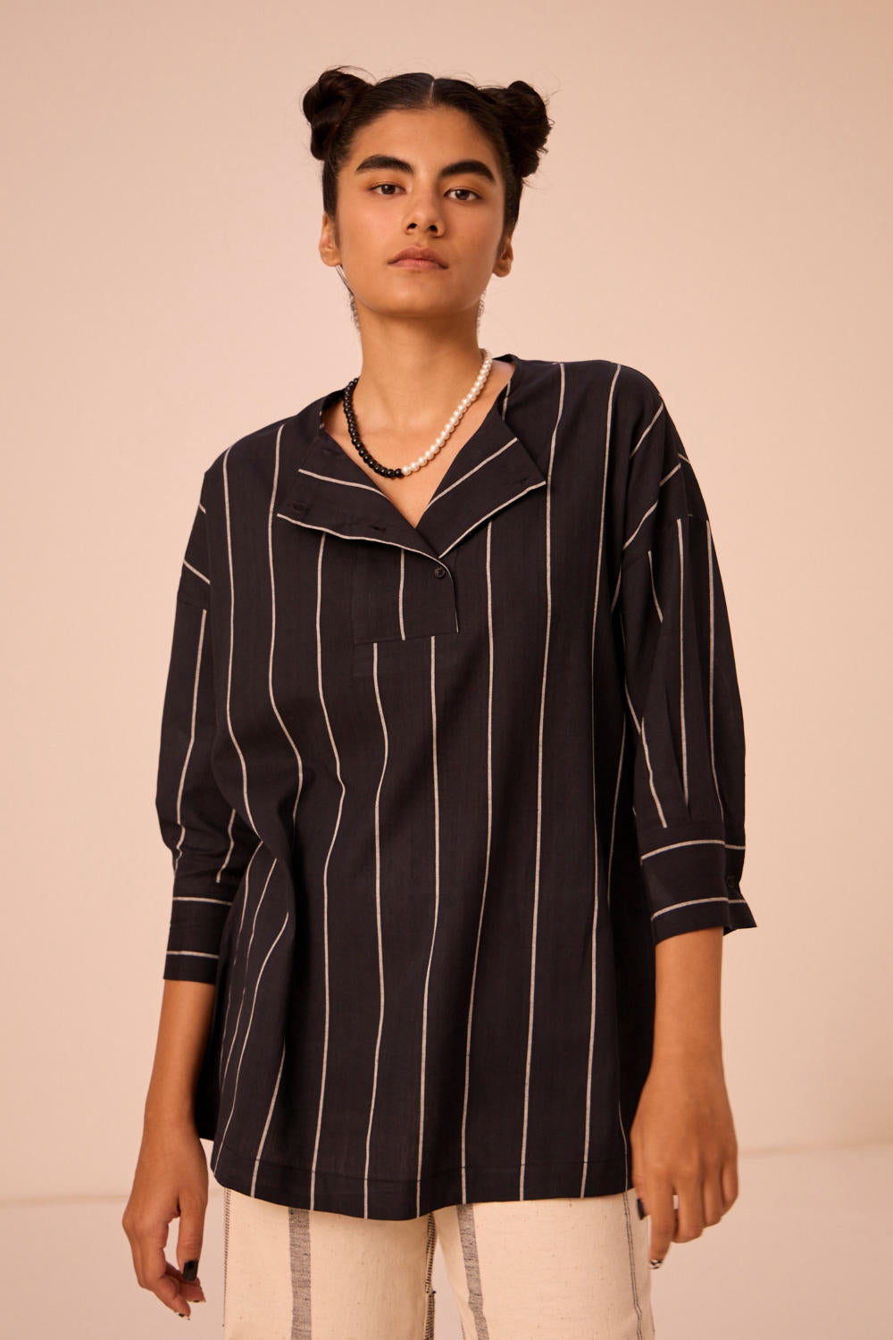 Samudra Black Striped Top