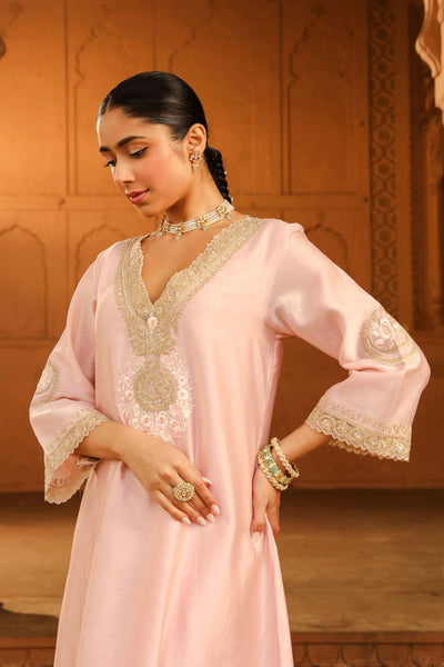 Sanvi A-line chauga with salwar-Blush Pink