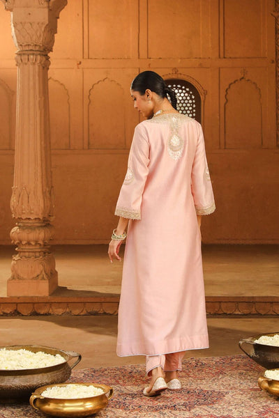 Sanvi A-line chauga with salwar-Blush Pink