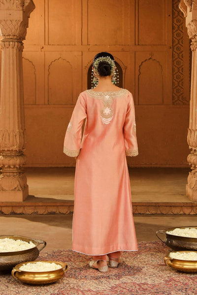 Sanvi A-line chauga with salwar-Off-Rose