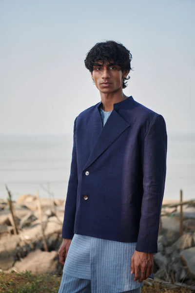 Neel Linen Denim Men's Bandhgala Jacket