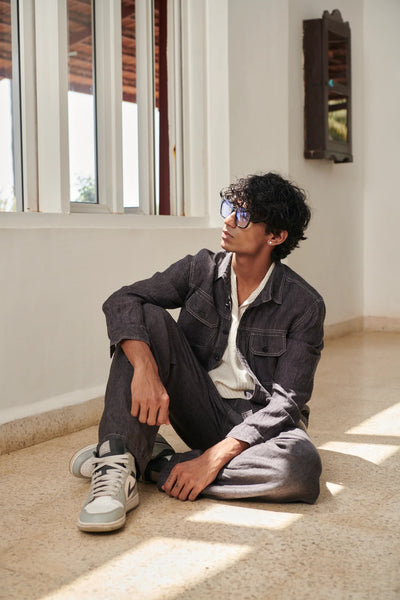 Graphite Linen Men's Jacket & Jogger Set