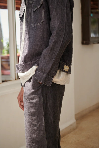 Graphite Linen Denim Men's Relaxed Jogger Pants