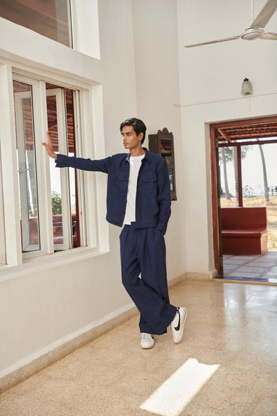 Neel Linen Men's Jacket & Baggy Pants Set