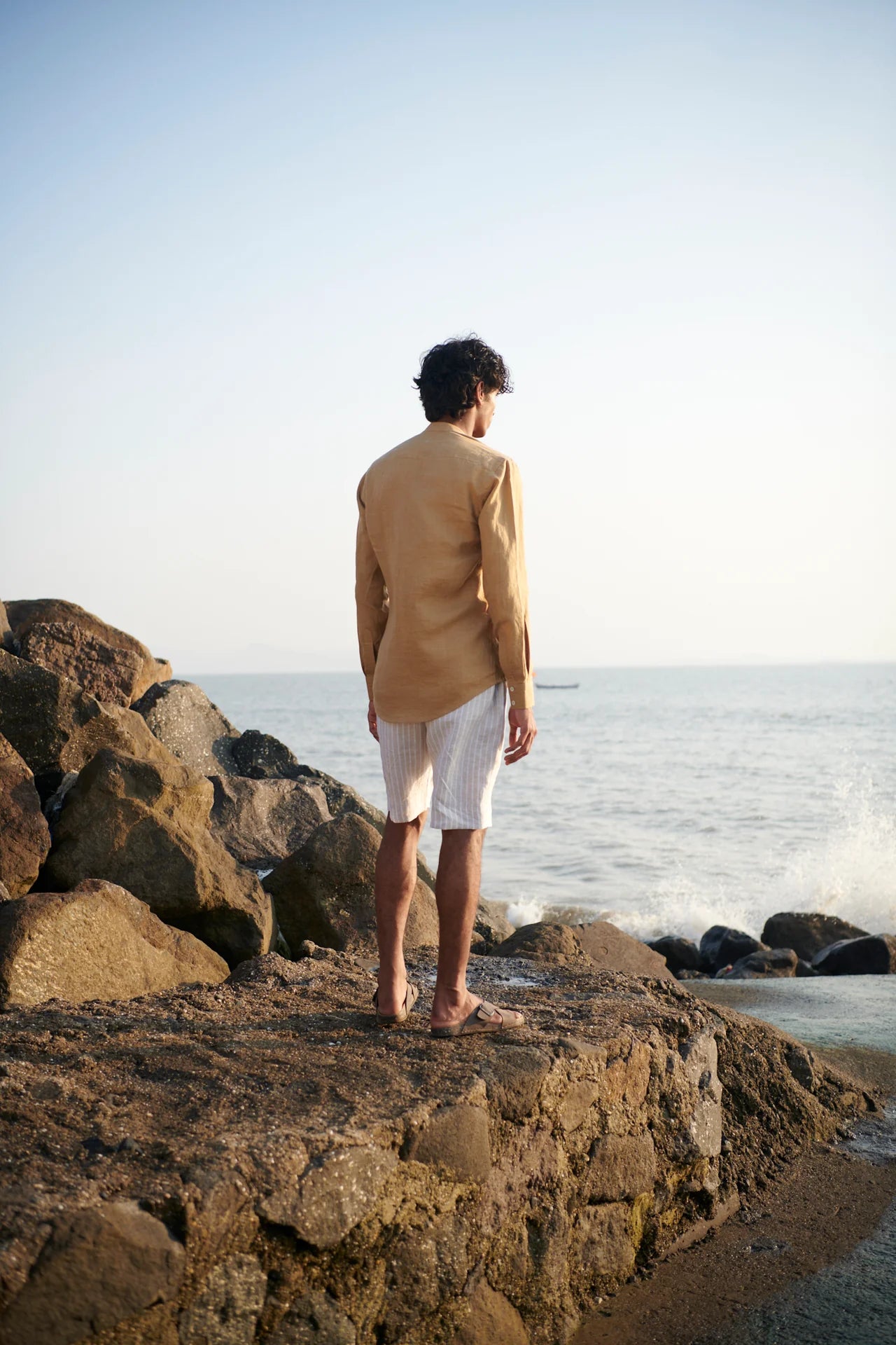 Undyed Boldstripe Linen Men's Golf Shorts