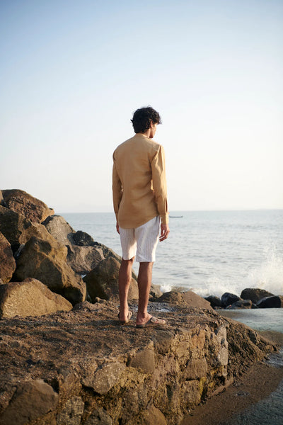 Undyed Boldstripe Linen Men's Golf Shorts
