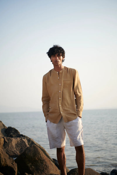 Undyed Boldstripe Linen Men's Golf Shorts