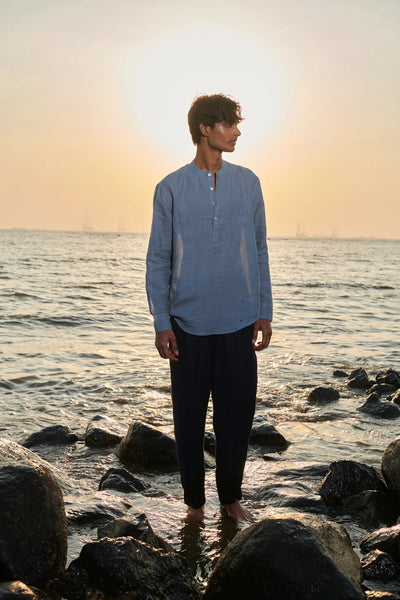 Sky Linen Men's Shirt Kurta