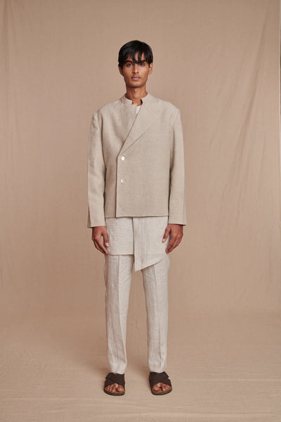 Undyed Linen Men's Bandhgala Jacket