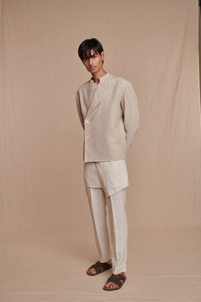 Undyed Linen Men's Bandhgala Jacket